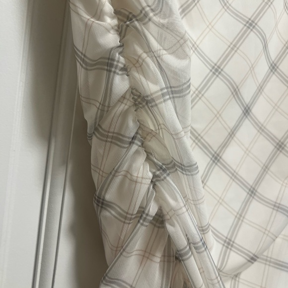 Abercrombie & Fitch White Mesh Plaid Mini Dress - Picture 6 of 6
